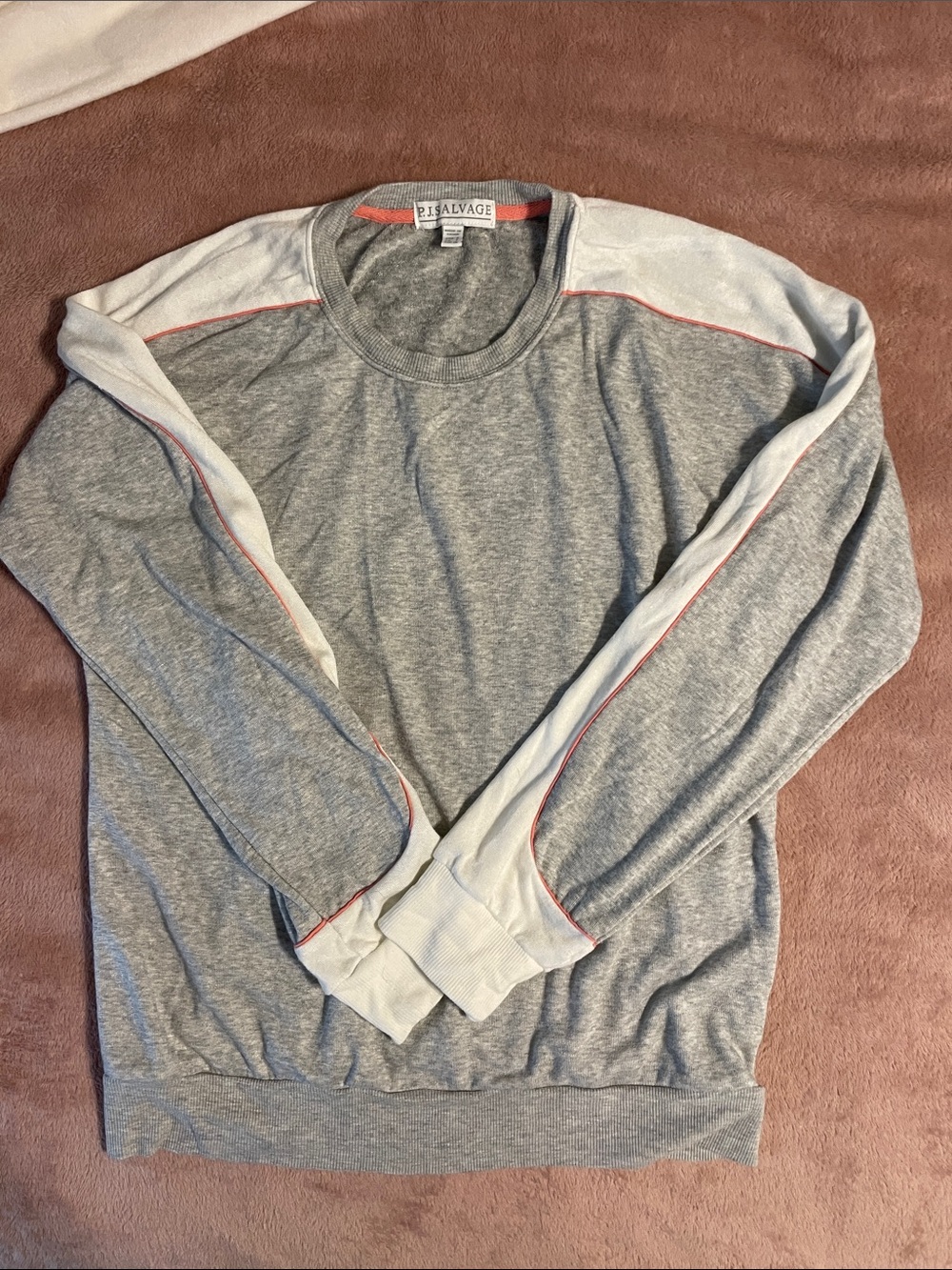 P.J. Salvage Gray Sweatshirt with Coral Trim